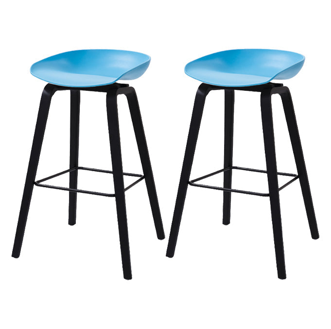 Scandinavia Style Bar-stool Wooden Legs Bucket Seat for Kitchen Bar Sky Blue Black 2 Piece Set Clearhalo 'Bar Furniture' 'Bar Stools' 'bar_stools' 'furn' 'furn_bar_stools' 'furniture_bar_stools' 'Kitchen & Dining Furniture' 'kitchen&dining_furn' 'kitchen' 'kitchen_furn' Furniture' 4555503