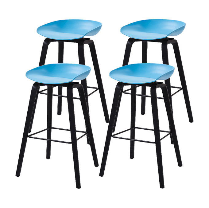 Scandinavia Style Bar-stool Wooden Legs Bucket Seat for Kitchen Bar Sky Blue Black 4 Piece Set Clearhalo 'Bar Furniture' 'Bar Stools' 'bar_stools' 'furn' 'furn_bar_stools' 'furniture_bar_stools' 'Kitchen & Dining Furniture' 'kitchen&dining_furn' 'kitchen' 'kitchen_furn' Furniture' 4555504