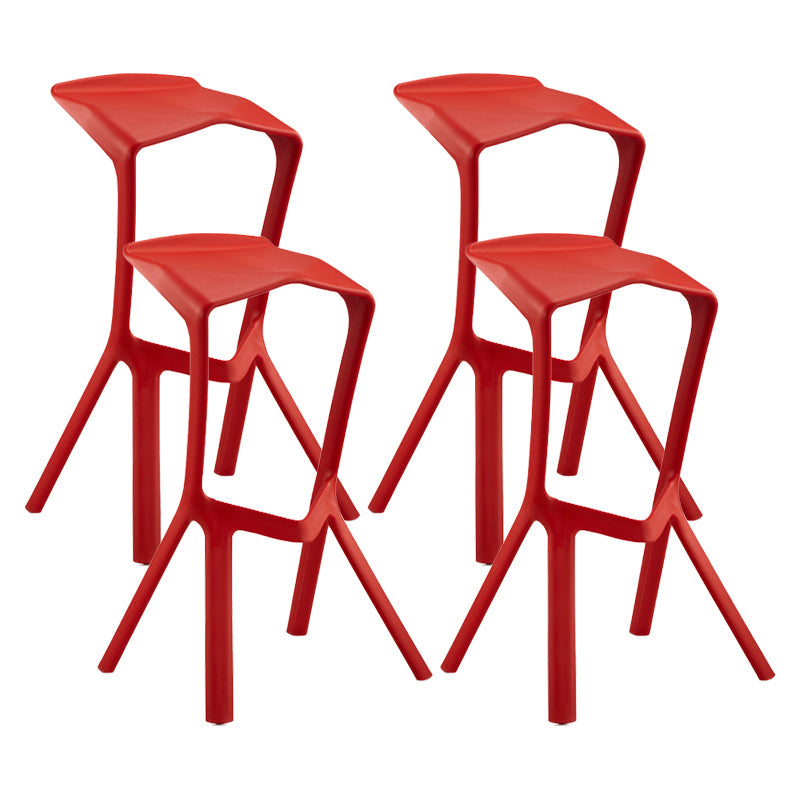 Scandinavia Style Bar-stool PP Legs Saddle Seat Stool for Kitchen Bar Red 4 Piece Set Clearhalo 'Bar Furniture' 'Bar Stools' 'bar_stools' 'furn' 'furn_bar_stools' 'furniture_bar_stools' 'Kitchen & Dining Furniture' 'kitchen&dining_furn' 'kitchen' 'kitchen_furn' Furniture' 4555525