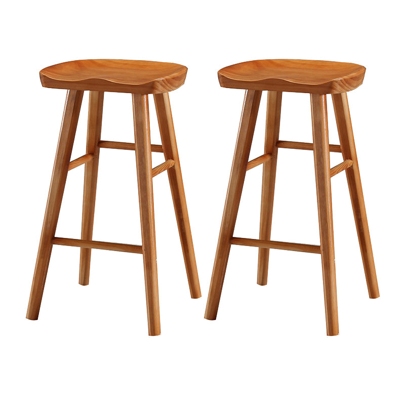Modern Style Solid Wood Bar Stool with Footrest and Saddle Seat Indoor Bar Stool Distressed Wood 2 Piece Set Counter Stool(26"H) Clearhalo 'Bar Furniture' 'Bar Stools' 'bar_stools' 'furn' 'furn_bar_stools' 'furniture_bar_stools' 'Kitchen & Dining Furniture' 'kitchen&dining_furn' 'kitchen' 'kitchen_furn' Furniture' 4555558