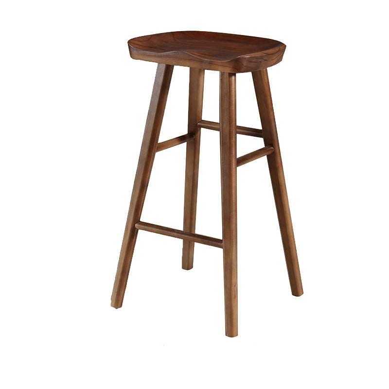 Modern Style Solid Wood Bar Stool with Footrest and Saddle Seat Indoor Bar Stool Walnut 1 Piece Bar Stool(30"H) Clearhalo 'Bar Furniture' 'Bar Stools' 'bar_stools' 'furn' 'furn_bar_stools' 'furniture_bar_stools' 'Kitchen & Dining Furniture' 'kitchen&dining_furn' 'kitchen' 'kitchen_furn' Furniture' 4555560
