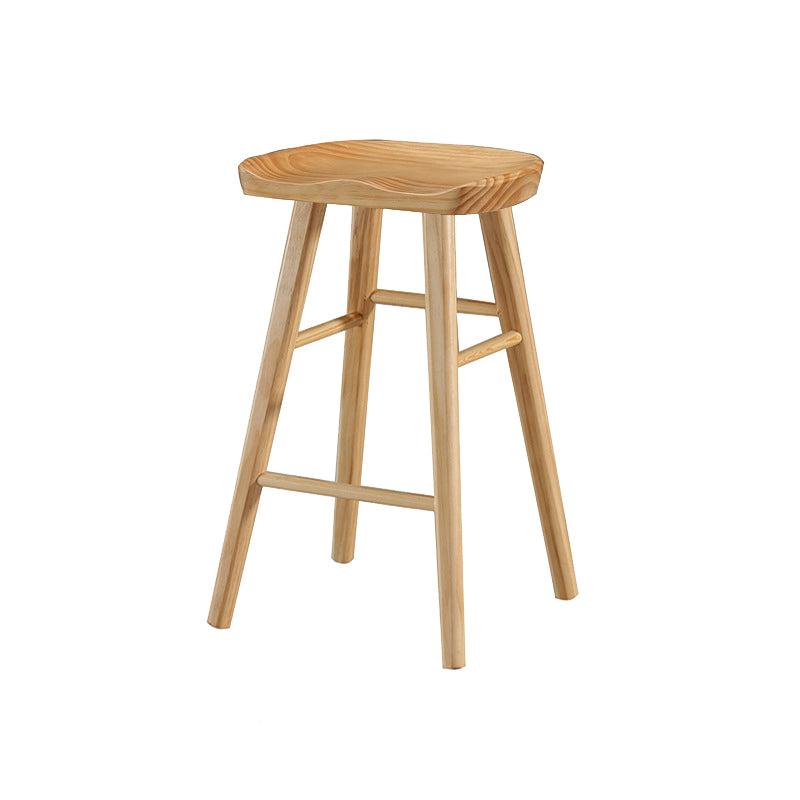 Modern Style Solid Wood Bar Stool with Footrest and Saddle Seat Indoor Bar Stool Wood 1 Piece Counter Stool(26"H) Clearhalo 'Bar Furniture' 'Bar Stools' 'bar_stools' 'furn' 'furn_bar_stools' 'furniture_bar_stools' 'Kitchen & Dining Furniture' 'kitchen&dining_furn' 'kitchen' 'kitchen_furn' Furniture' 4555563