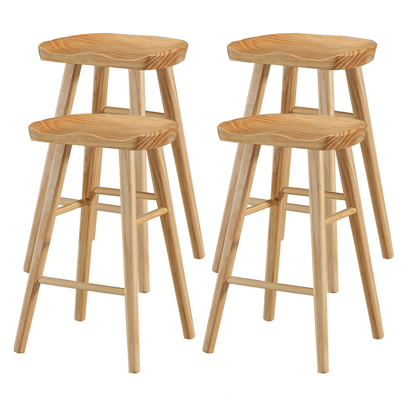 Modern Style Solid Wood Bar Stool with Footrest and Saddle Seat Indoor Bar Stool Wood 4 Piece Set Counter Stool(26"H) Clearhalo 'Bar Furniture' 'Bar Stools' 'bar_stools' 'furn' 'furn_bar_stools' 'furniture_bar_stools' 'Kitchen & Dining Furniture' 'kitchen&dining_furn' 'kitchen' 'kitchen_furn' Furniture' 4555565