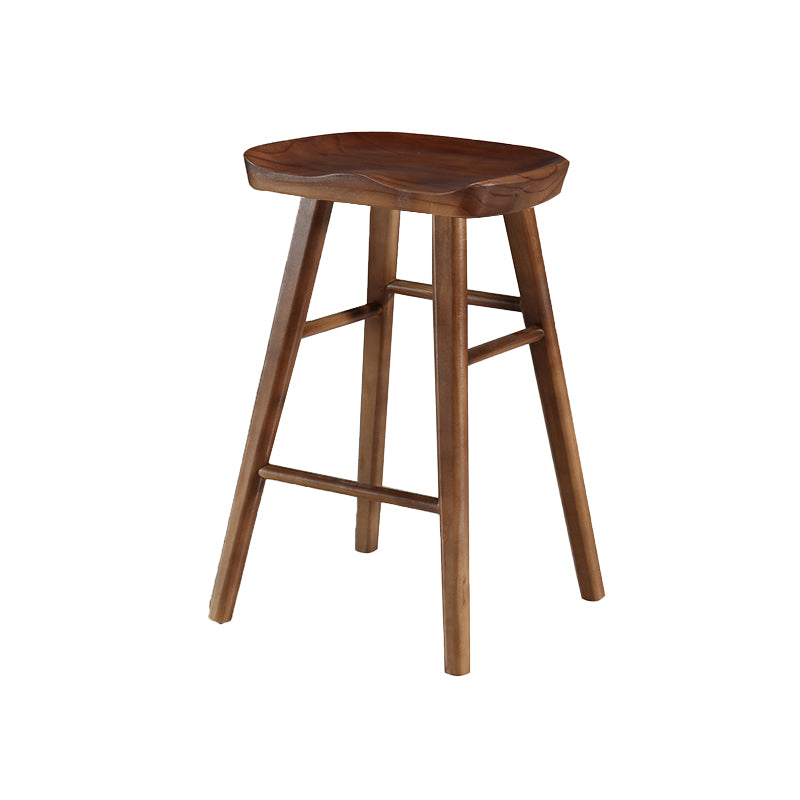 Modern Style Solid Wood Bar Stool with Footrest and Saddle Seat Indoor Bar Stool Walnut 1 Piece Counter Stool(26"H) Clearhalo 'Bar Furniture' 'Bar Stools' 'bar_stools' 'furn' 'furn_bar_stools' 'furniture_bar_stools' 'Kitchen & Dining Furniture' 'kitchen&dining_furn' 'kitchen' 'kitchen_furn' Furniture' 4555566