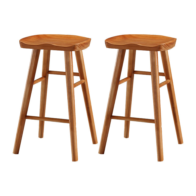 Modern Style Solid Wood Bar Stool with Footrest and Saddle Seat Indoor Bar Stool Distressed Wood 2 Piece Set Short Stool(22"H) Clearhalo 'Bar Furniture' 'Bar Stools' 'bar_stools' 'furn' 'furn_bar_stools' 'furniture_bar_stools' 'Kitchen & Dining Furniture' 'kitchen&dining_furn' 'kitchen' 'kitchen_furn' Furniture' 4555573