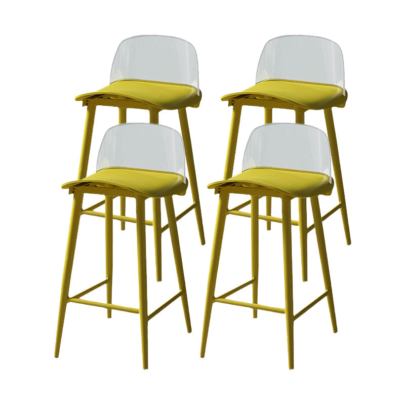 Industrial Style Bar-stool PP Seat Stool with Iron Legs for Kitchen Bar Beige-Clear 4 Piece Set Clearhalo 'Bar Furniture' 'Bar Stools' 'bar_stools' 'furn' 'furn_bar_stools' 'furniture_bar_stools' 'Kitchen & Dining Furniture' 'kitchen&dining_furn' 'kitchen' 'kitchen_furn' Furniture' 4555585
