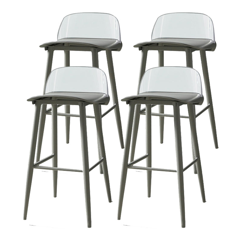 Industrial Style Bar-stool PP Seat Stool with Iron Legs for Kitchen Bar Gray-Clear 4 Piece Set Clearhalo 'Bar Furniture' 'Bar Stools' 'bar_stools' 'furn' 'furn_bar_stools' 'furniture_bar_stools' 'Kitchen & Dining Furniture' 'kitchen&dining_furn' 'kitchen' 'kitchen_furn' Furniture' 4555604