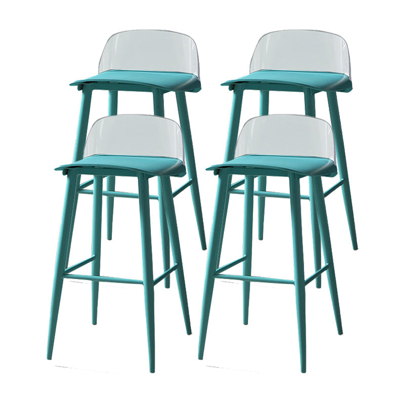 Industrial Style Bar-stool PP Seat Stool with Iron Legs for Kitchen Bar Blue-Clear 4 Piece Set Clearhalo 'Bar Furniture' 'Bar Stools' 'bar_stools' 'furn' 'furn_bar_stools' 'furniture_bar_stools' 'Kitchen & Dining Furniture' 'kitchen&dining_furn' 'kitchen' 'kitchen_furn' Furniture' 4555610
