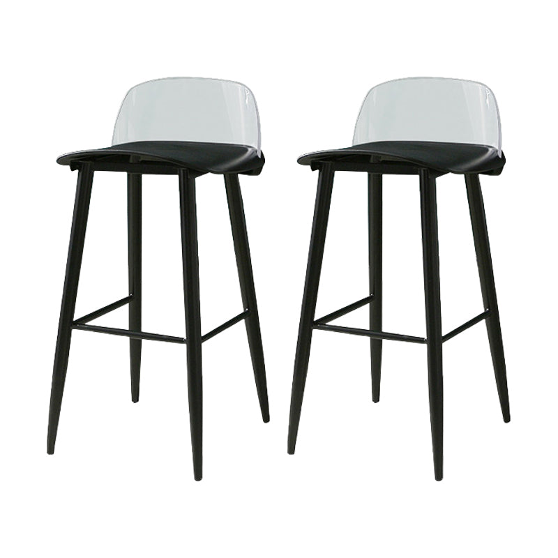 Industrial Style Bar-stool PP Seat Stool with Iron Legs for Kitchen Bar Black Clear 2 Piece Set Clearhalo 'Bar Furniture' 'Bar Stools' 'bar_stools' 'furn' 'furn_bar_stools' 'furniture_bar_stools' 'Kitchen & Dining Furniture' 'kitchen&dining_furn' 'kitchen' 'kitchen_furn' Furniture' 4555612