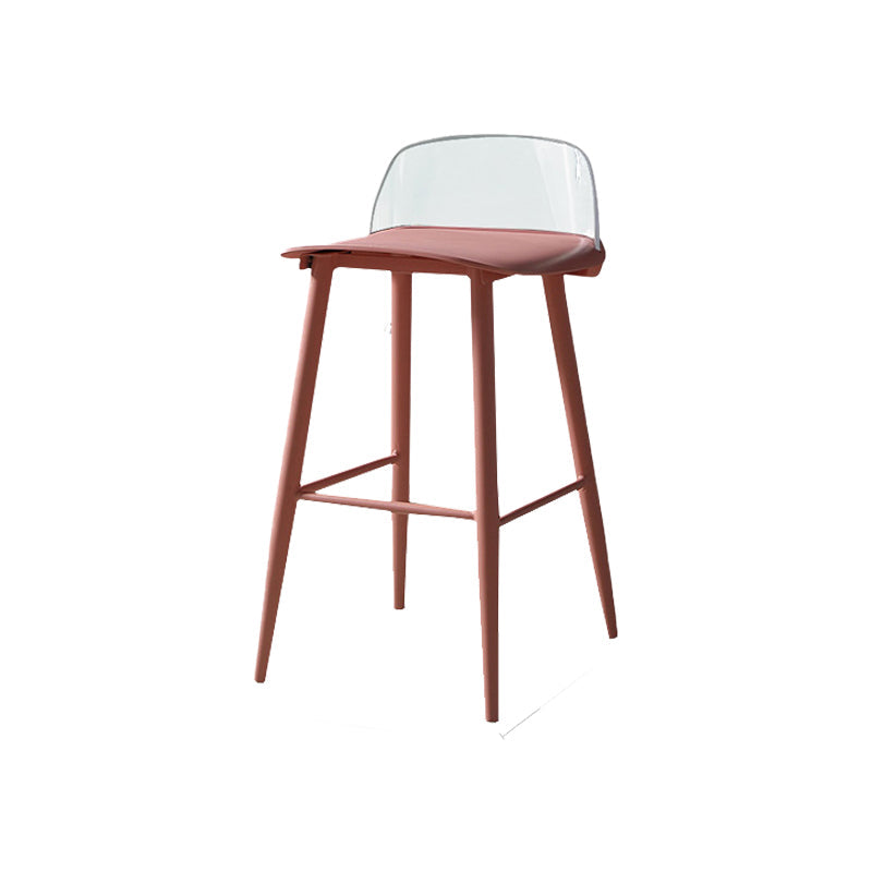 Industrial Style Bar-stool PP Seat Stool with Iron Legs for Kitchen Bar Red Clear 1 Piece Clearhalo 'Bar Furniture' 'Bar Stools' 'bar_stools' 'furn' 'furn_bar_stools' 'furniture_bar_stools' 'Kitchen & Dining Furniture' 'kitchen&dining_furn' 'kitchen' 'kitchen_furn' Furniture' 4555614