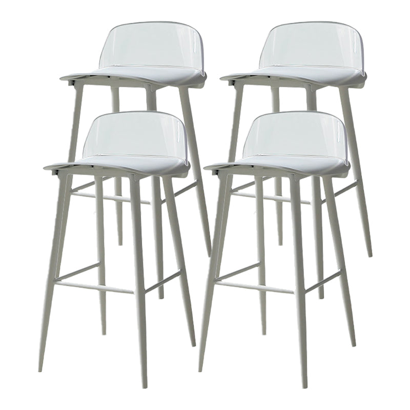 Industrial Style Bar-stool PP Seat Stool with Iron Legs for Kitchen Bar White-Clear 4 Piece Set Clearhalo 'Bar Furniture' 'Bar Stools' 'bar_stools' 'furn' 'furn_bar_stools' 'furniture_bar_stools' 'Kitchen & Dining Furniture' 'kitchen&dining_furn' 'kitchen' 'kitchen_furn' Furniture' 4555619