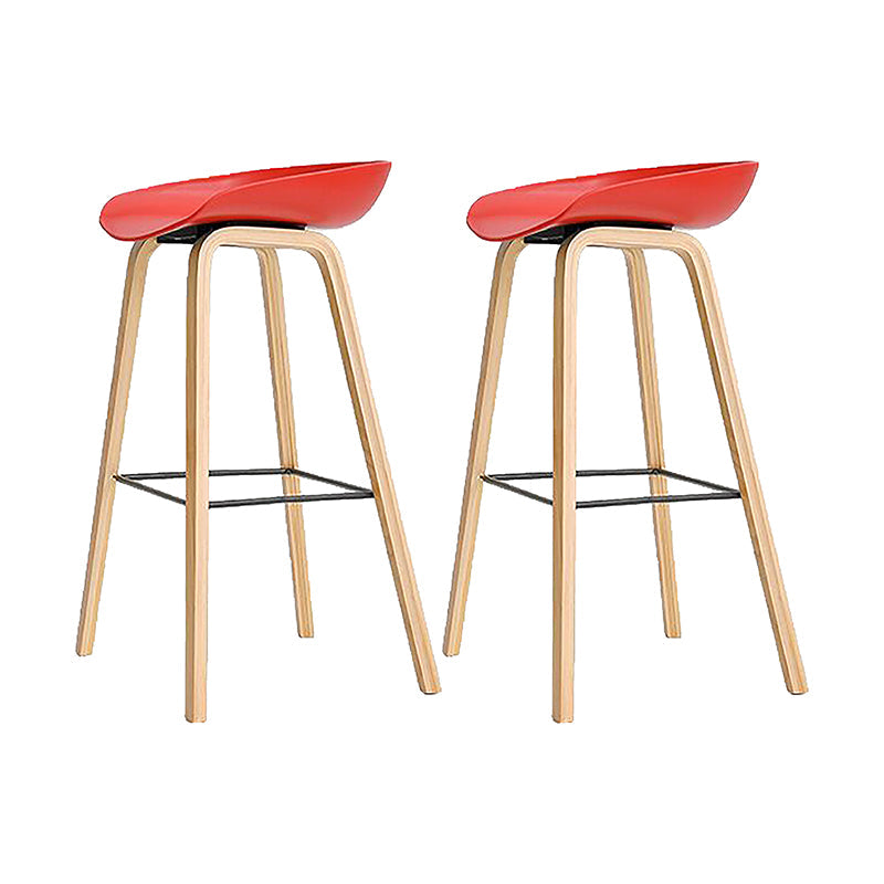 Modern Style Solid Wood Bar Stool with Footrest and Acrylic Low Back Bar Stool Red 2 Piece Set Clearhalo 'Bar Furniture' 'Bar Stools' 'bar_stools' 'furn' 'furn_bar_stools' 'furniture_bar_stools' 'Kitchen & Dining Furniture' 'kitchen&dining_furn' 'kitchen' 'kitchen_furn' Furniture' 4555630