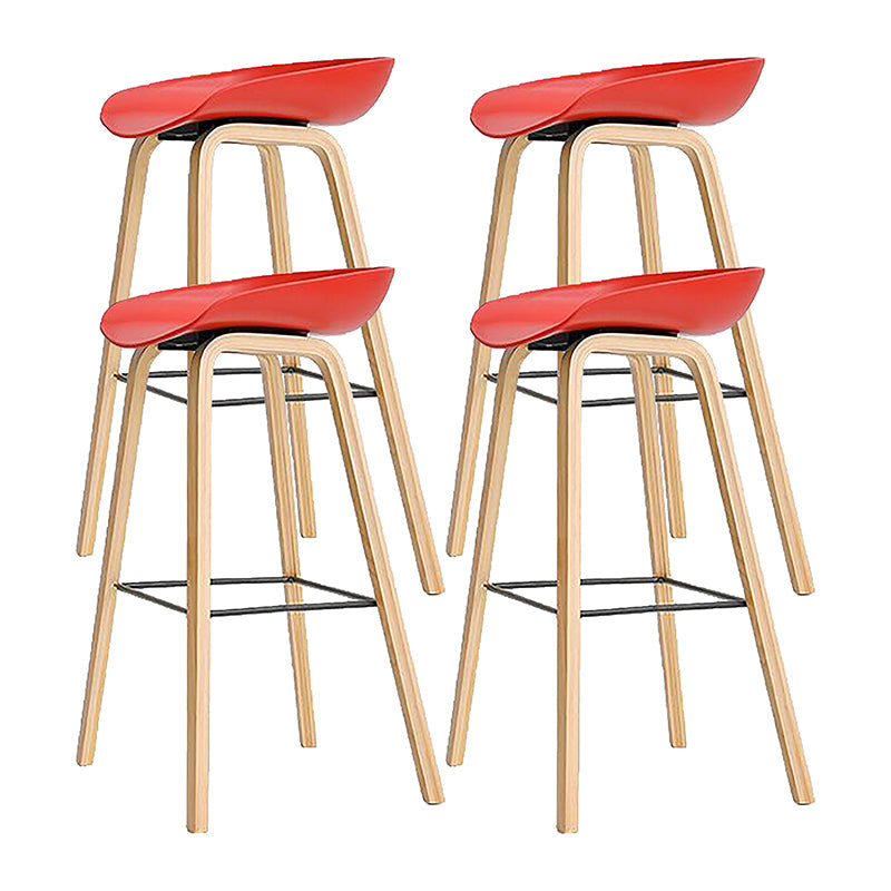 Modern Style Solid Wood Bar Stool with Footrest and Acrylic Low Back Bar Stool Red 4 Piece Set Clearhalo 'Bar Furniture' 'Bar Stools' 'bar_stools' 'furn' 'furn_bar_stools' 'furniture_bar_stools' 'Kitchen & Dining Furniture' 'kitchen&dining_furn' 'kitchen' 'kitchen_furn' Furniture' 4555633