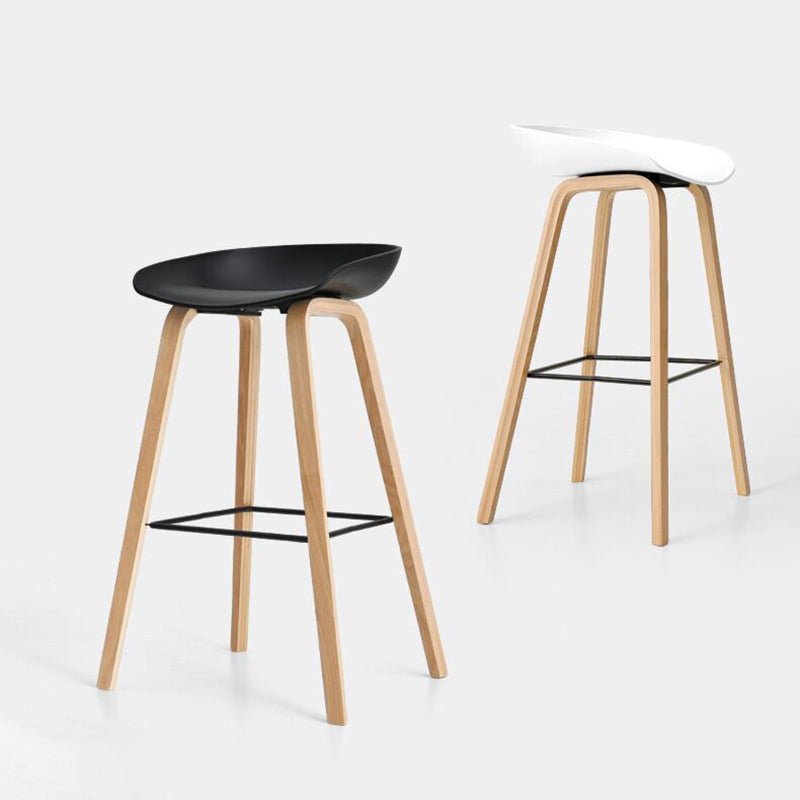 Modern Style Solid Wood Bar Stool with Footrest and Acrylic Low Back Bar Stool Clearhalo 'Bar Furniture' 'Bar Stools' 'bar_stools' 'furn' 'furn_bar_stools' 'furniture_bar_stools' 'Kitchen & Dining Furniture' 'kitchen&dining_furn' 'kitchen' 'kitchen_furn' Furniture' 4555635