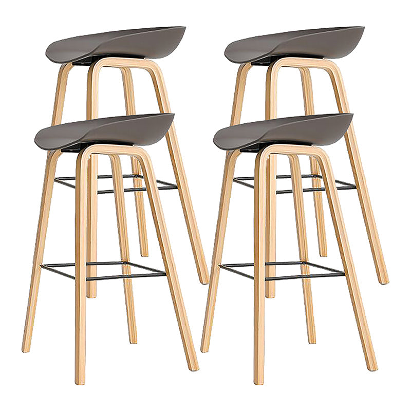 Modern Style Solid Wood Bar Stool with Footrest and Acrylic Low Back Bar Stool Grey 4 Piece Set Clearhalo 'Bar Furniture' 'Bar Stools' 'bar_stools' 'furn' 'furn_bar_stools' 'furniture_bar_stools' 'Kitchen & Dining Furniture' 'kitchen&dining_furn' 'kitchen' 'kitchen_furn' Furniture' 4555647