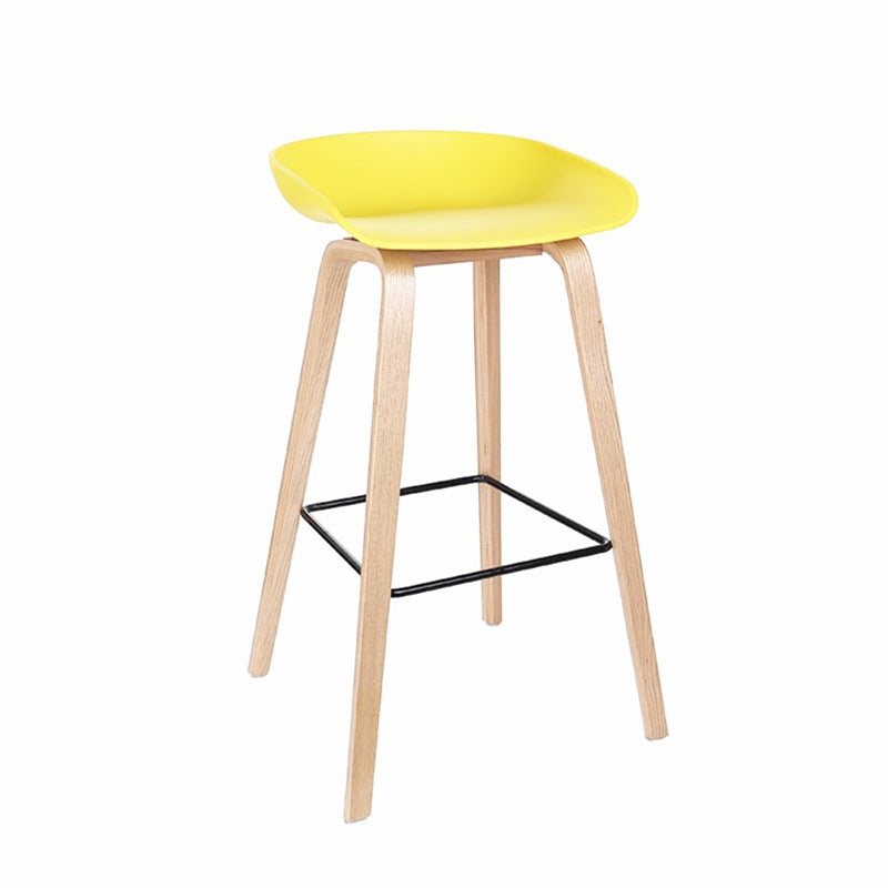 Modern Style Solid Wood Bar Stool with Footrest Low Back Bistro Bar Stool 30 Inches Yellow 1 Piece Clearhalo 'Bar Furniture' 'Bar Stools' 'bar_stools' 'furn' 'furn_bar_stools' 'furniture_bar_stools' 'Kitchen & Dining Furniture' 'kitchen&dining_furn' 'kitchen' 'kitchen_furn' Furniture' 4555650