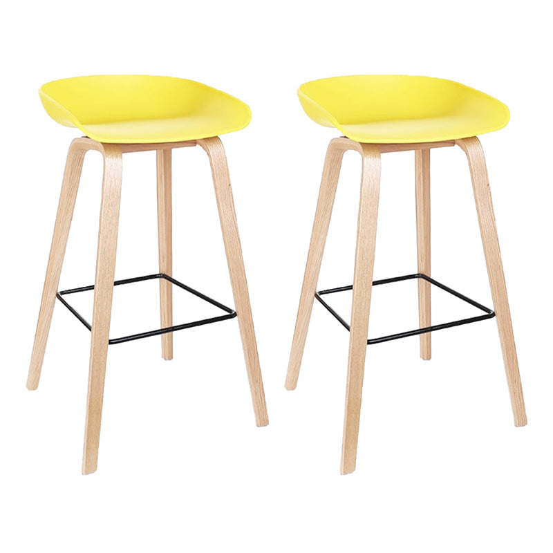 Modern Style Solid Wood Bar Stool with Footrest Low Back Bistro Bar Stool 30 Inches Yellow 2 Piece Set Clearhalo 'Bar Furniture' 'Bar Stools' 'bar_stools' 'furn' 'furn_bar_stools' 'furniture_bar_stools' 'Kitchen & Dining Furniture' 'kitchen&dining_furn' 'kitchen' 'kitchen_furn' Furniture' 4555652
