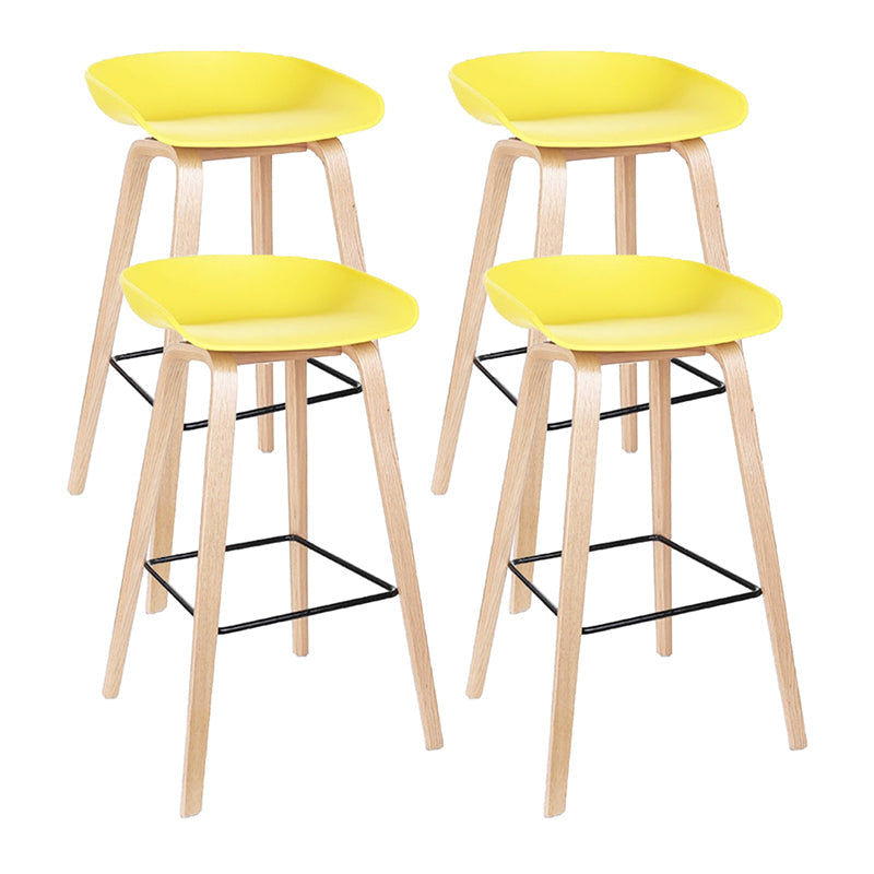 Modern Style Solid Wood Bar Stool with Footrest Low Back Bistro Bar Stool 30 Inches Yellow 4 Piece Set Clearhalo 'Bar Furniture' 'Bar Stools' 'bar_stools' 'furn' 'furn_bar_stools' 'furniture_bar_stools' 'Kitchen & Dining Furniture' 'kitchen&dining_furn' 'kitchen' 'kitchen_furn' Furniture' 4555654