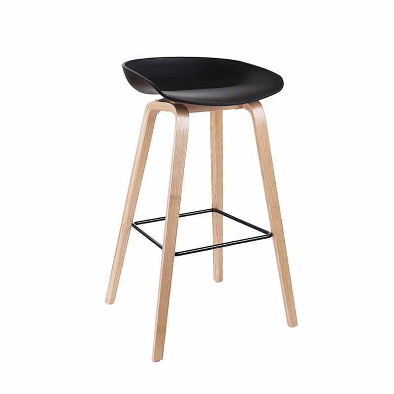 Modern Style Solid Wood Bar Stool with Footrest Low Back Bistro Bar Stool 30 Inches Black 1 Piece Clearhalo 'Bar Furniture' 'Bar Stools' 'bar_stools' 'furn' 'furn_bar_stools' 'furniture_bar_stools' 'Kitchen & Dining Furniture' 'kitchen&dining_furn' 'kitchen' 'kitchen_furn' Furniture' 4555655