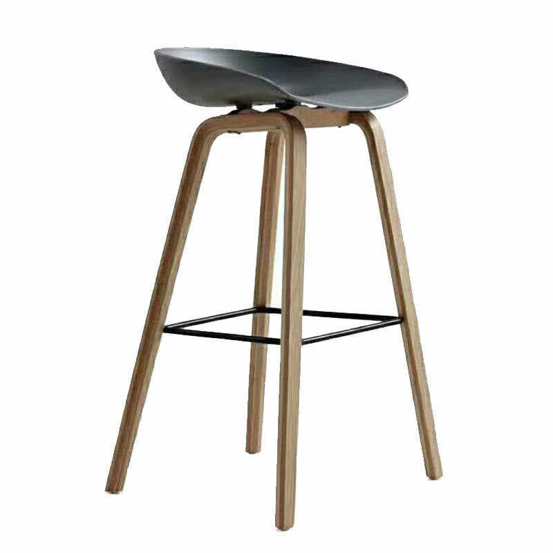 Modern Style Solid Wood Bar Stool with Footrest Low Back Bistro Bar Stool 30 Inches Clearhalo 'Bar Furniture' 'Bar Stools' 'bar_stools' 'furn' 'furn_bar_stools' 'furniture_bar_stools' 'Kitchen & Dining Furniture' 'kitchen&dining_furn' 'kitchen' 'kitchen_furn' Furniture' 4555657