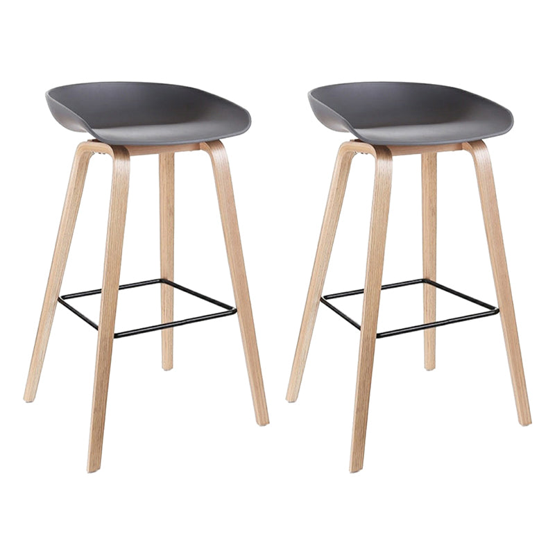 Modern Style Solid Wood Bar Stool with Footrest Low Back Bistro Bar Stool 30 Inches Grey 2 Piece Set Clearhalo 'Bar Furniture' 'Bar Stools' 'bar_stools' 'furn' 'furn_bar_stools' 'furniture_bar_stools' 'Kitchen & Dining Furniture' 'kitchen&dining_furn' 'kitchen' 'kitchen_furn' Furniture' 4555663