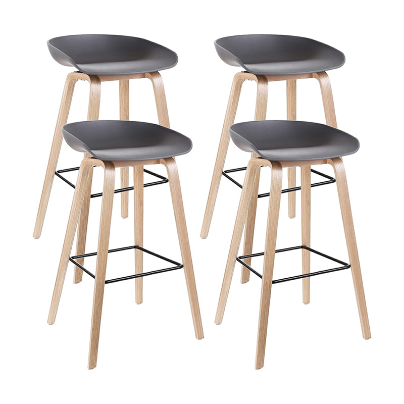 Modern Style Solid Wood Bar Stool with Footrest Low Back Bistro Bar Stool 30 Inches Grey 4 Piece Set Clearhalo 'Bar Furniture' 'Bar Stools' 'bar_stools' 'furn' 'furn_bar_stools' 'furniture_bar_stools' 'Kitchen & Dining Furniture' 'kitchen&dining_furn' 'kitchen' 'kitchen_furn' Furniture' 4555664