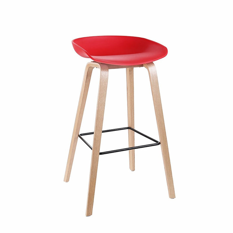 Modern Style Solid Wood Bar Stool with Footrest Low Back Bistro Bar Stool 30 Inches Red 1 Piece Clearhalo 'Bar Furniture' 'Bar Stools' 'bar_stools' 'furn' 'furn_bar_stools' 'furniture_bar_stools' 'Kitchen & Dining Furniture' 'kitchen&dining_furn' 'kitchen' 'kitchen_furn' Furniture' 4555665