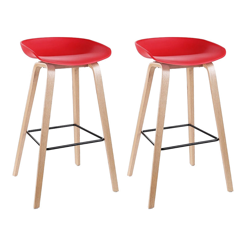 Modern Style Solid Wood Bar Stool with Footrest Low Back Bistro Bar Stool 30 Inches Red 2 Piece Set Clearhalo 'Bar Furniture' 'Bar Stools' 'bar_stools' 'furn' 'furn_bar_stools' 'furniture_bar_stools' 'Kitchen & Dining Furniture' 'kitchen&dining_furn' 'kitchen' 'kitchen_furn' Furniture' 4555666
