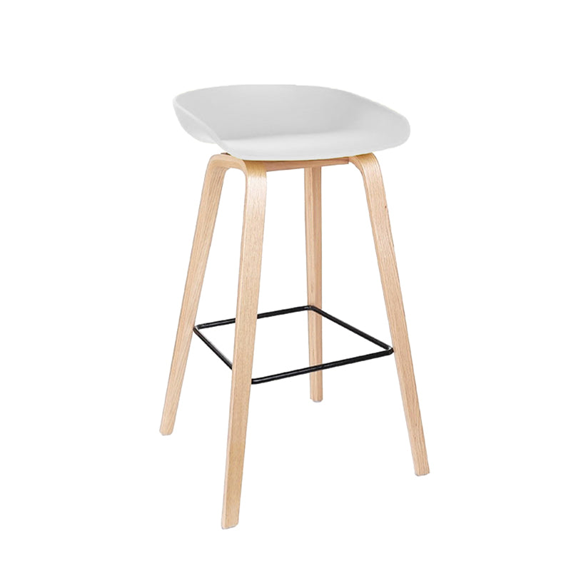 Modern Style Solid Wood Bar Stool with Footrest Low Back Bistro Bar Stool 30 Inches White 1 Piece Clearhalo 'Bar Furniture' 'Bar Stools' 'bar_stools' 'furn' 'furn_bar_stools' 'furniture_bar_stools' 'Kitchen & Dining Furniture' 'kitchen&dining_furn' 'kitchen' 'kitchen_furn' Furniture' 4555668
