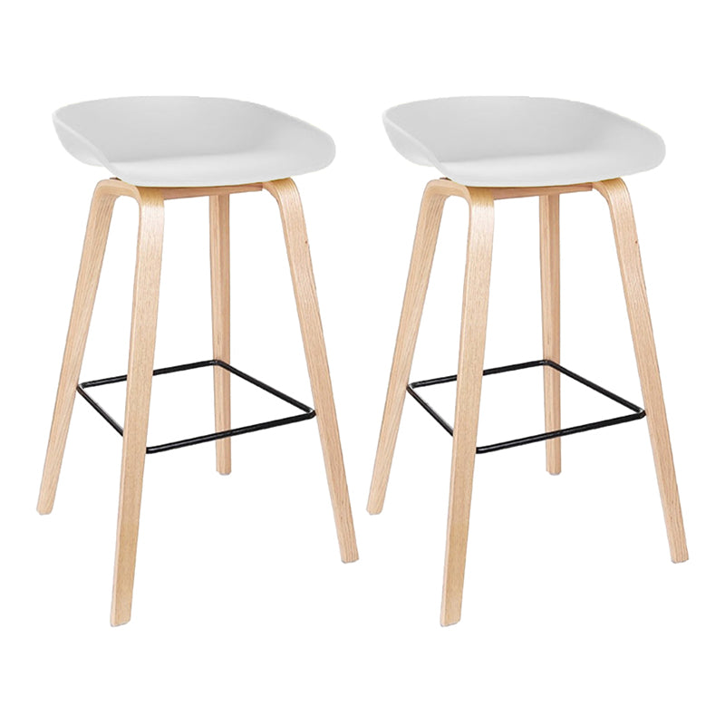 Modern Style Solid Wood Bar Stool with Footrest Low Back Bistro Bar Stool 30 Inches White 2 Piece Set Clearhalo 'Bar Furniture' 'Bar Stools' 'bar_stools' 'furn' 'furn_bar_stools' 'furniture_bar_stools' 'Kitchen & Dining Furniture' 'kitchen&dining_furn' 'kitchen' 'kitchen_furn' Furniture' 4555669