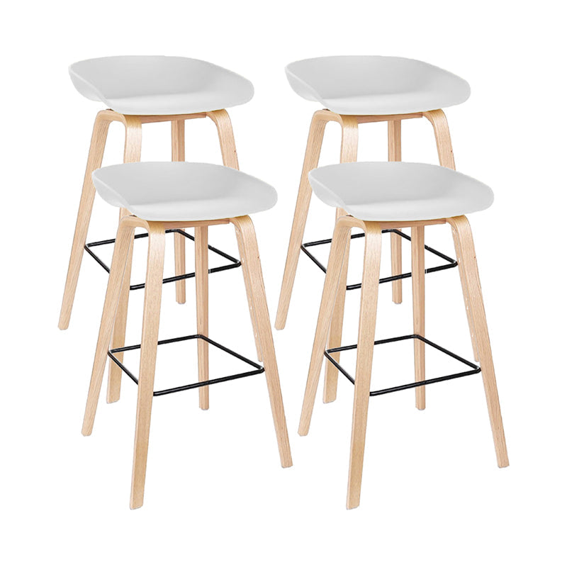 Modern Style Solid Wood Bar Stool with Footrest Low Back Bistro Bar Stool 30 Inches White 4 Piece Set Clearhalo 'Bar Furniture' 'Bar Stools' 'bar_stools' 'furn' 'furn_bar_stools' 'furniture_bar_stools' 'Kitchen & Dining Furniture' 'kitchen&dining_furn' 'kitchen' 'kitchen_furn' Furniture' 4555670