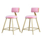 Glam Armless Backrest Counter Stool Iron Bar Stool with Velvet Cushion and Pedal Pink 2 Piece Set Short Stool(18"H) Clearhalo 'Bar Furniture' 'Bar Stools' 'bar_stools' 'furn' 'furn_bar_stools' 'furniture_bar_stools' 'Kitchen & Dining Furniture' 'kitchen&dining_furn' 'kitchen' 'kitchen_furn' Furniture' 4555674
