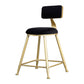 Glam Armless Backrest Counter Stool Iron Bar Stool with Velvet Cushion and Pedal Black 1 Piece Short Stool(18"H) Clearhalo 'Bar Furniture' 'Bar Stools' 'bar_stools' 'furn' 'furn_bar_stools' 'furniture_bar_stools' 'Kitchen & Dining Furniture' 'kitchen&dining_furn' 'kitchen' 'kitchen_furn' Furniture' 4555679