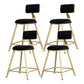 Glam Armless Backrest Counter Stool Iron Bar Stool with Velvet Cushion and Pedal Black 4 Piece Set Short Stool(18"H) Clearhalo 'Bar Furniture' 'Bar Stools' 'bar_stools' 'furn' 'furn_bar_stools' 'furniture_bar_stools' 'Kitchen & Dining Furniture' 'kitchen&dining_furn' 'kitchen' 'kitchen_furn' Furniture' 4555683