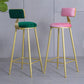 Glam Armless Backrest Counter Stool Iron Bar Stool with Velvet Cushion and Pedal Clearhalo 'Bar Furniture' 'Bar Stools' 'bar_stools' 'furn' 'furn_bar_stools' 'furniture_bar_stools' 'Kitchen & Dining Furniture' 'kitchen&dining_furn' 'kitchen' 'kitchen_furn' Furniture' 4555685