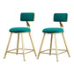 Glam Armless Backrest Counter Stool Iron Bar Stool with Velvet Cushion and Pedal Green 2 Piece Set Short Stool(18"H) Clearhalo 'Bar Furniture' 'Bar Stools' 'bar_stools' 'furn' 'furn_bar_stools' 'furniture_bar_stools' 'Kitchen & Dining Furniture' 'kitchen&dining_furn' 'kitchen' 'kitchen_furn' Furniture' 4555686