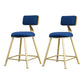 Glam Armless Backrest Counter Stool Iron Bar Stool with Velvet Cushion and Pedal Blue 2 Piece Set Short Stool(18"H) Clearhalo 'Bar Furniture' 'Bar Stools' 'bar_stools' 'furn' 'furn_bar_stools' 'furniture_bar_stools' 'Kitchen & Dining Furniture' 'kitchen&dining_furn' 'kitchen' 'kitchen_furn' Furniture' 4555691