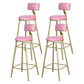 Glam Armless Backrest Counter Stool Iron Bar Stool with Velvet Cushion and Pedal Pink 4 Piece Set Clearhalo 'Bar Furniture' 'Bar Stools' 'bar_stools' 'furn' 'furn_bar_stools' 'furniture_bar_stools' 'Kitchen & Dining Furniture' 'kitchen&dining_furn' 'kitchen' 'kitchen_furn' Furniture' 4555698