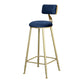 Glam Armless Backrest Counter Stool Iron Bar Stool with Velvet Cushion and Pedal Blue 1 Piece Clearhalo 'Bar Furniture' 'Bar Stools' 'bar_stools' 'furn' 'furn_bar_stools' 'furniture_bar_stools' 'Kitchen & Dining Furniture' 'kitchen&dining_furn' 'kitchen' 'kitchen_furn' Furniture' 4555699