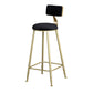 Glam Armless Backrest Counter Stool Iron Bar Stool with Velvet Cushion and Pedal Black 1 Piece Clearhalo 'Bar Furniture' 'Bar Stools' 'bar_stools' 'furn' 'furn_bar_stools' 'furniture_bar_stools' 'Kitchen & Dining Furniture' 'kitchen&dining_furn' 'kitchen' 'kitchen_furn' Furniture' 4555702