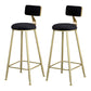 Glam Armless Backrest Counter Stool Iron Bar Stool with Velvet Cushion and Pedal Black 2 Piece Set Clearhalo 'Bar Furniture' 'Bar Stools' 'bar_stools' 'furn' 'furn_bar_stools' 'furniture_bar_stools' 'Kitchen & Dining Furniture' 'kitchen&dining_furn' 'kitchen' 'kitchen_furn' Furniture' 4555703