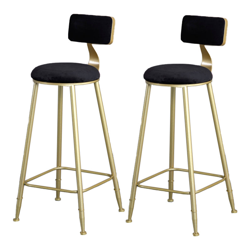 Glam Armless Backrest Counter Stool Iron Bar Stool with Velvet Cushion and Pedal Black 2 Piece Set Clearhalo 'Bar Furniture' 'Bar Stools' 'bar_stools' 'furn' 'furn_bar_stools' 'furniture_bar_stools' 'Kitchen & Dining Furniture' 'kitchen&dining_furn' 'kitchen' 'kitchen_furn' Furniture' 4555703