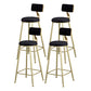 Glam Armless Backrest Counter Stool Iron Bar Stool with Velvet Cushion and Pedal Black 4 Piece Set Clearhalo 'Bar Furniture' 'Bar Stools' 'bar_stools' 'furn' 'furn_bar_stools' 'furniture_bar_stools' 'Kitchen & Dining Furniture' 'kitchen&dining_furn' 'kitchen' 'kitchen_furn' Furniture' 4555704