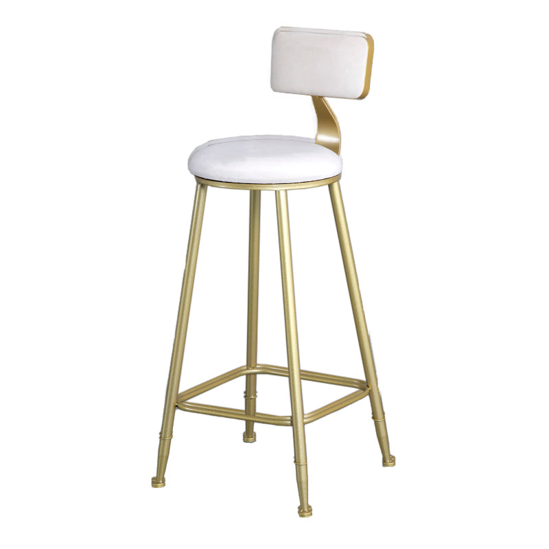 Glam Armless Backrest Counter Stool Iron Bar Stool with Velvet Cushion and Pedal White 1 Piece Clearhalo 'Bar Furniture' 'Bar Stools' 'bar_stools' 'furn' 'furn_bar_stools' 'furniture_bar_stools' 'Kitchen & Dining Furniture' 'kitchen&dining_furn' 'kitchen' 'kitchen_furn' Furniture' 4555708