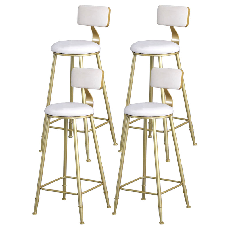 Glam Armless Backrest Counter Stool Iron Bar Stool with Velvet Cushion and Pedal White 4 Piece Set Clearhalo 'Bar Furniture' 'Bar Stools' 'bar_stools' 'furn' 'furn_bar_stools' 'furniture_bar_stools' 'Kitchen & Dining Furniture' 'kitchen&dining_furn' 'kitchen' 'kitchen_furn' Furniture' 4555710