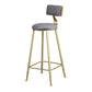 Glam Armless Backrest Counter Stool Iron Bar Stool with Velvet Cushion and Pedal Gray 1 Piece Clearhalo 'Bar Furniture' 'Bar Stools' 'bar_stools' 'furn' 'furn_bar_stools' 'furniture_bar_stools' 'Kitchen & Dining Furniture' 'kitchen&dining_furn' 'kitchen' 'kitchen_furn' Furniture' 4555711