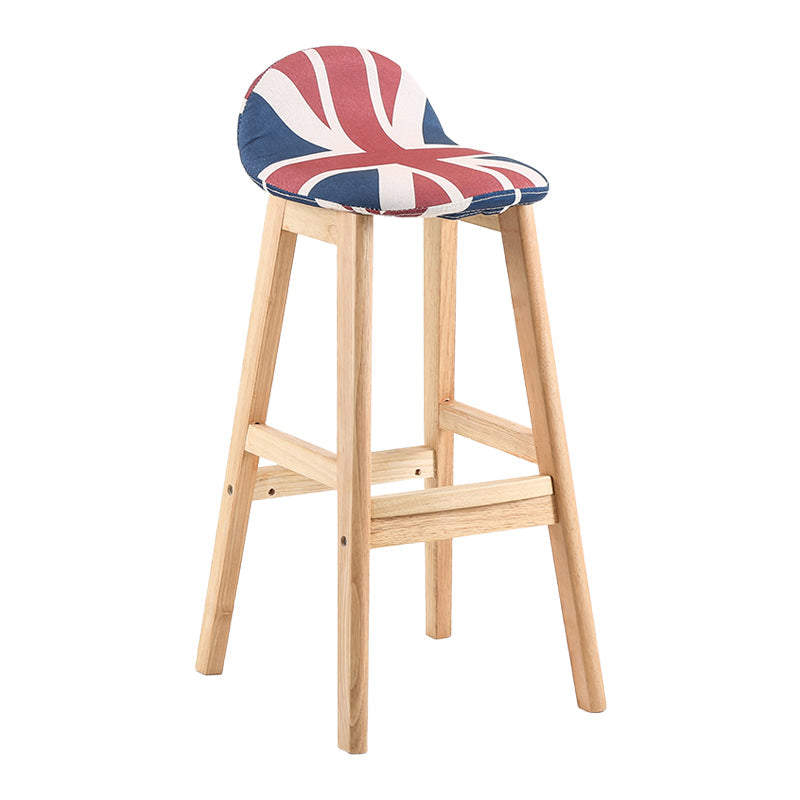 Contemporary Leather Solid Wood Barstools Indoor Bar Stool with Low Back Red-White-Blue 1 Piece Clearhalo 'Bar Furniture' 'Bar Stools' 'bar_stools' 'furn' 'furn_bar_stools' 'furniture_bar_stools' 'Kitchen & Dining Furniture' 'kitchen&dining_furn' 'kitchen' 'kitchen_furn' Furniture' 4555759