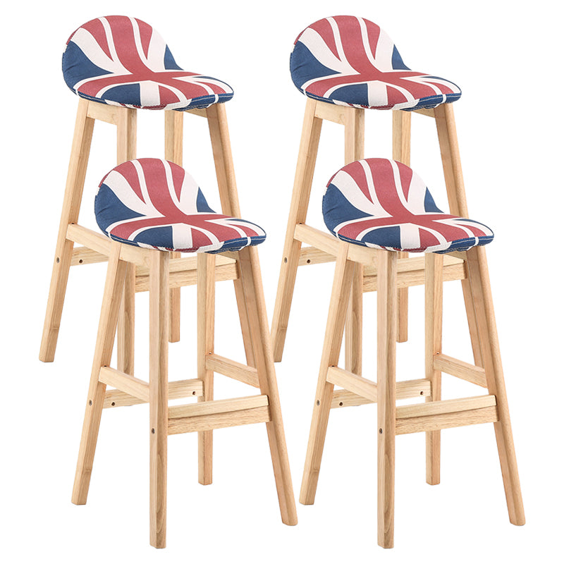 Contemporary Leather Solid Wood Barstools Indoor Bar Stool with Low Back Red-White-Blue 4 Piece Set Clearhalo 'Bar Furniture' 'Bar Stools' 'bar_stools' 'furn' 'furn_bar_stools' 'furniture_bar_stools' 'Kitchen & Dining Furniture' 'kitchen&dining_furn' 'kitchen' 'kitchen_furn' Furniture' 4555762
