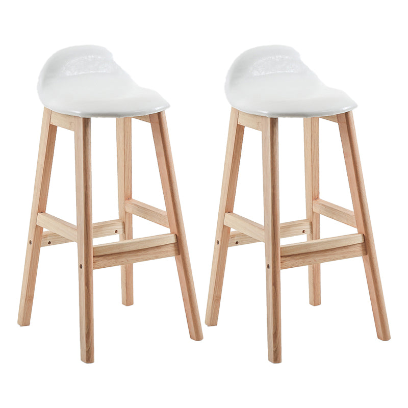 Contemporary Leather Solid Wood Barstools Indoor Bar Stool with Low Back Gloss White 2 Piece Set Clearhalo 'Bar Furniture' 'Bar Stools' 'bar_stools' 'furn' 'furn_bar_stools' 'furniture_bar_stools' 'Kitchen & Dining Furniture' 'kitchen&dining_furn' 'kitchen' 'kitchen_furn' Furniture' 4555767