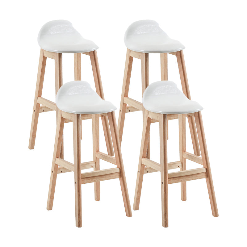 Contemporary Leather Solid Wood Barstools Indoor Bar Stool with Low Back Gloss White 4 Piece Set Clearhalo 'Bar Furniture' 'Bar Stools' 'bar_stools' 'furn' 'furn_bar_stools' 'furniture_bar_stools' 'Kitchen & Dining Furniture' 'kitchen&dining_furn' 'kitchen' 'kitchen_furn' Furniture' 4555768